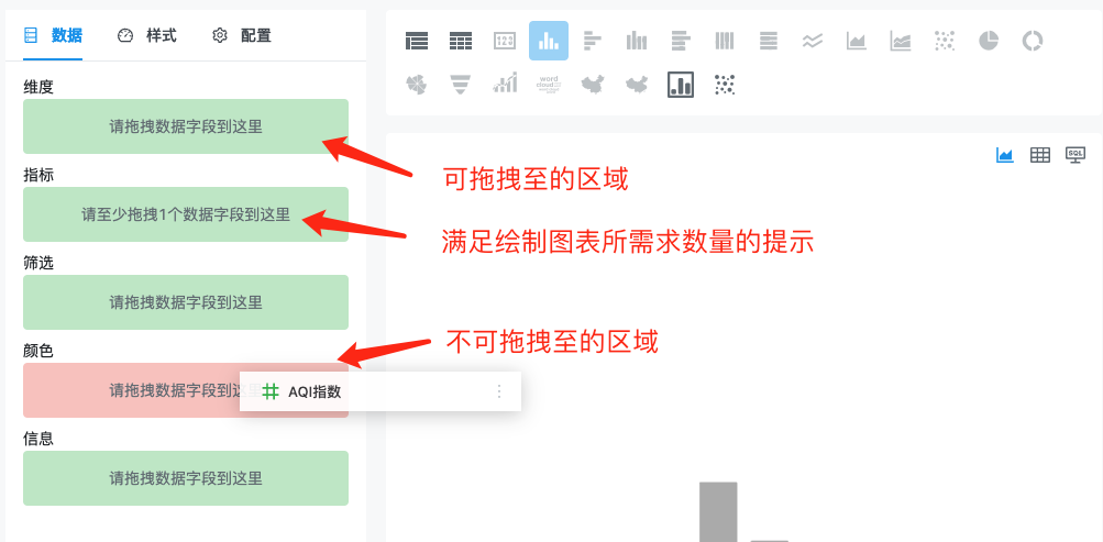 数据配置项拖拽提示信息